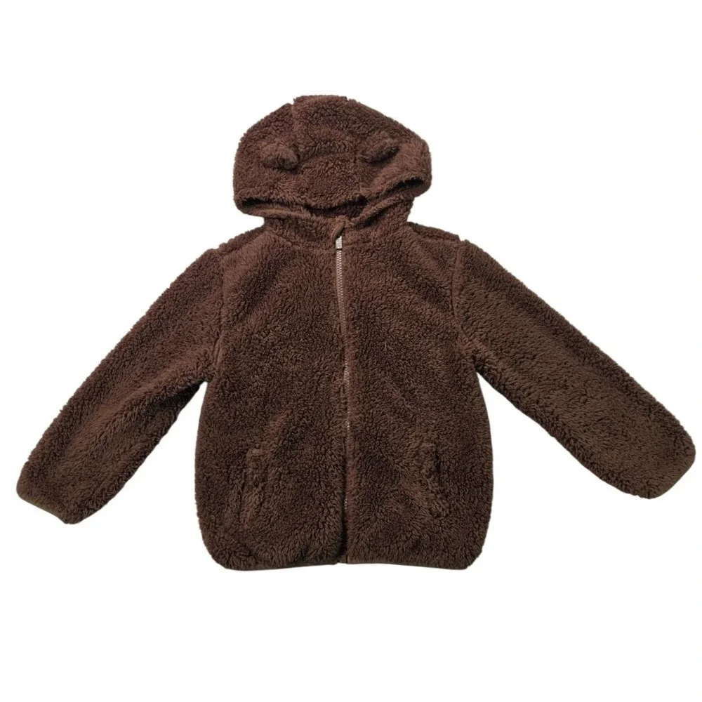Teddy Bear Sherpa Fleece Hooded Jacket Brown Kids 5T Old Navy
